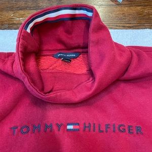 🔵 Tommy Hilfiger cowl neck, drawstring sweatshirt, brick red